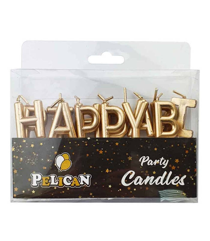 

Набор свечей для торта "Happy Birthday" золото