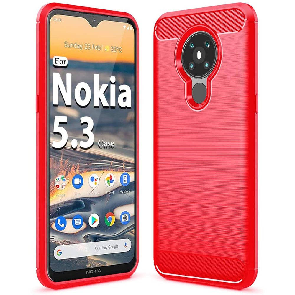 

Чехол накладка Polished Carbon для Nokia 5.3 красный
