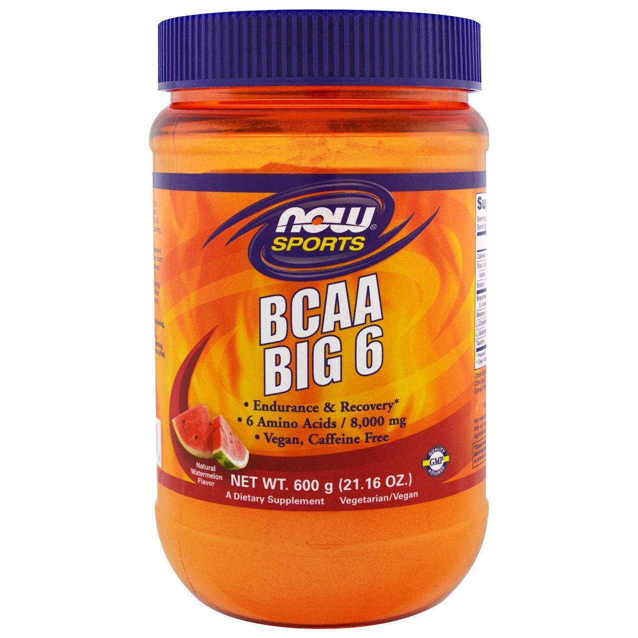 

Now Foods, Sports, BCAA Big 6, Natural Watermelon Flavor, 21.16 oz (600 g)