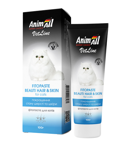 

AnimAll VetLine фитопаста для улучшения состояния шерсти и кожи кошек 100 мл