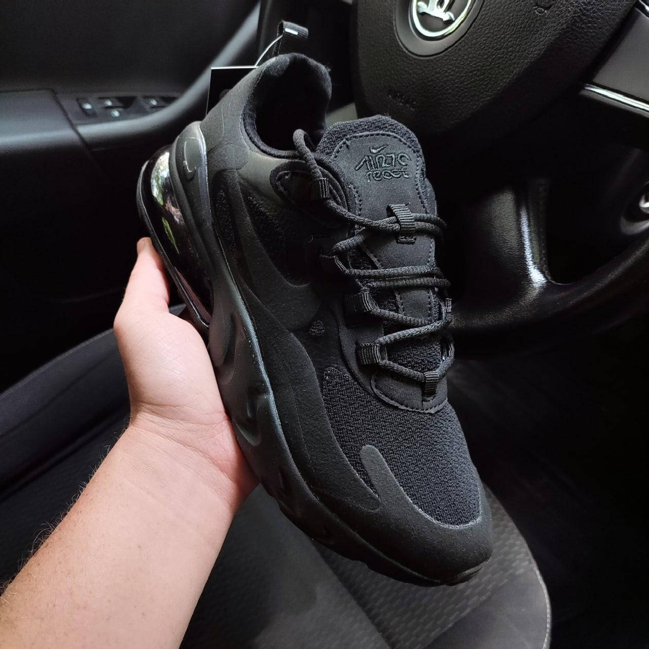 

Мужские кроссовки Nike Air Max 270 React черные спортивные в сетку, Черный