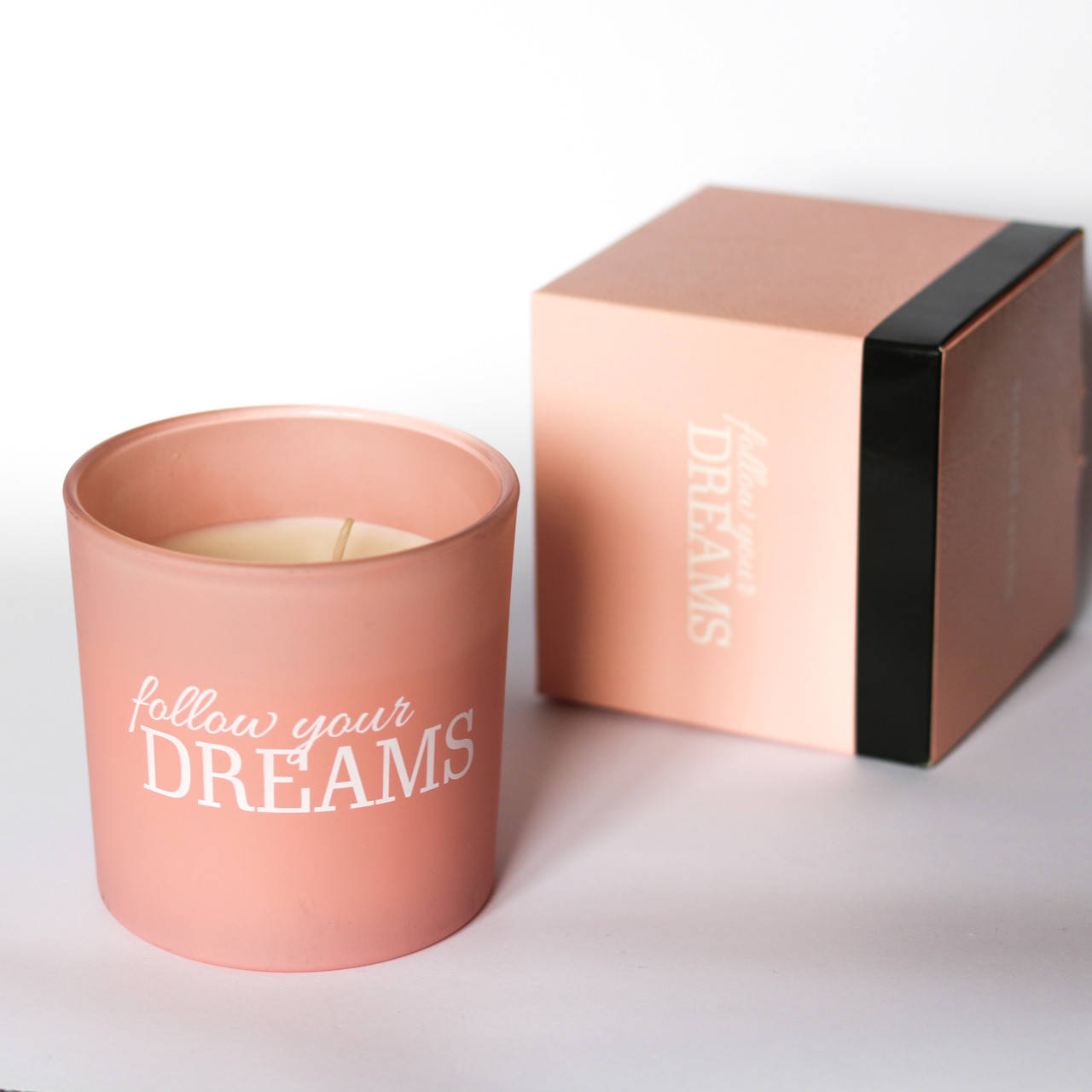 

Свеча ароматическая в розовом матовом стекле с надписью для дома Bispol два фитиля