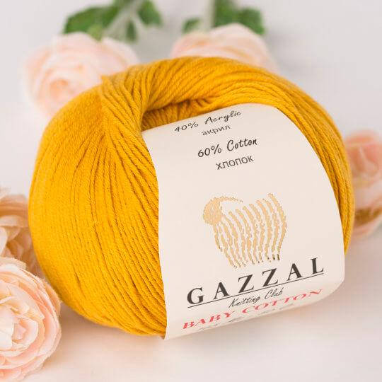 

Пряжа из хлопка Gazzal Baby cotton 3447 горчица (Газзал Беби Коттон), Белый