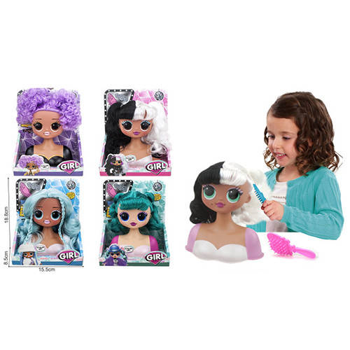 

Голова куклы манекен для причесок LL, 14см, расческа, 4 вида, в кор. 16*19*8,5см (60шт)