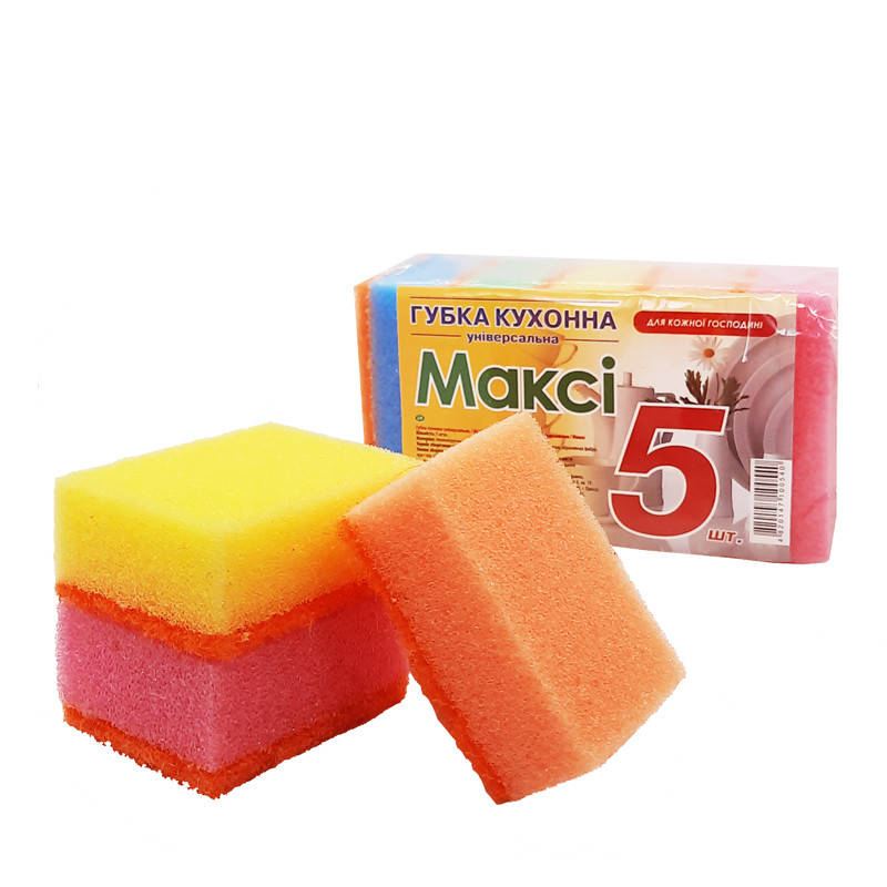 

Губка кухонна Максі (5 шт.), Разные цвета