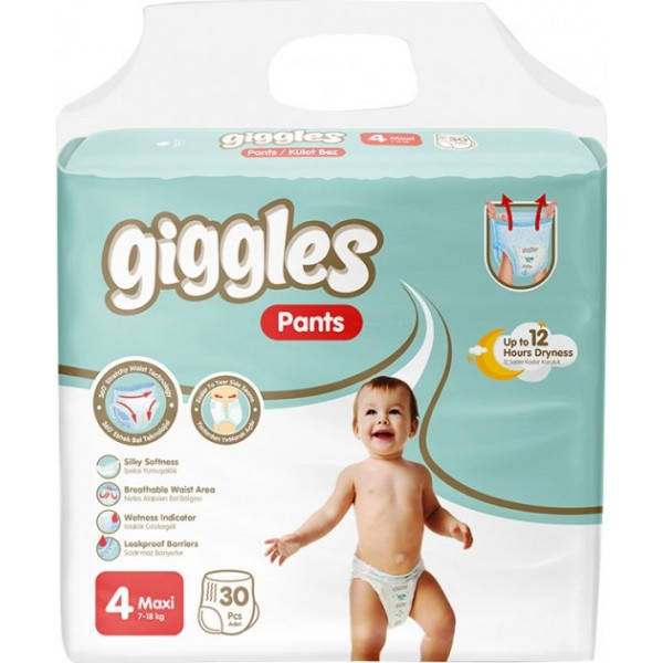 

Подгузники-трусики детские Giggles 4 maxi 7-18 кг, 30 шт