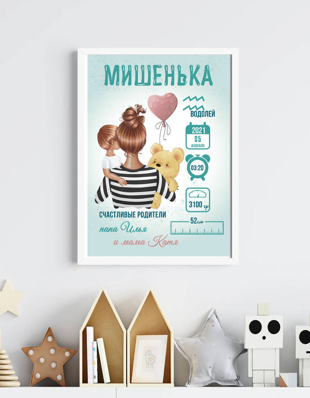 

Детская метрика - мама и сыночек А4(плакат/постер без рамки)