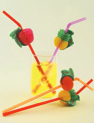 

Трубочки 24 см ФРУКТЫ цветные в упаковке 50 шт., Разные цвета