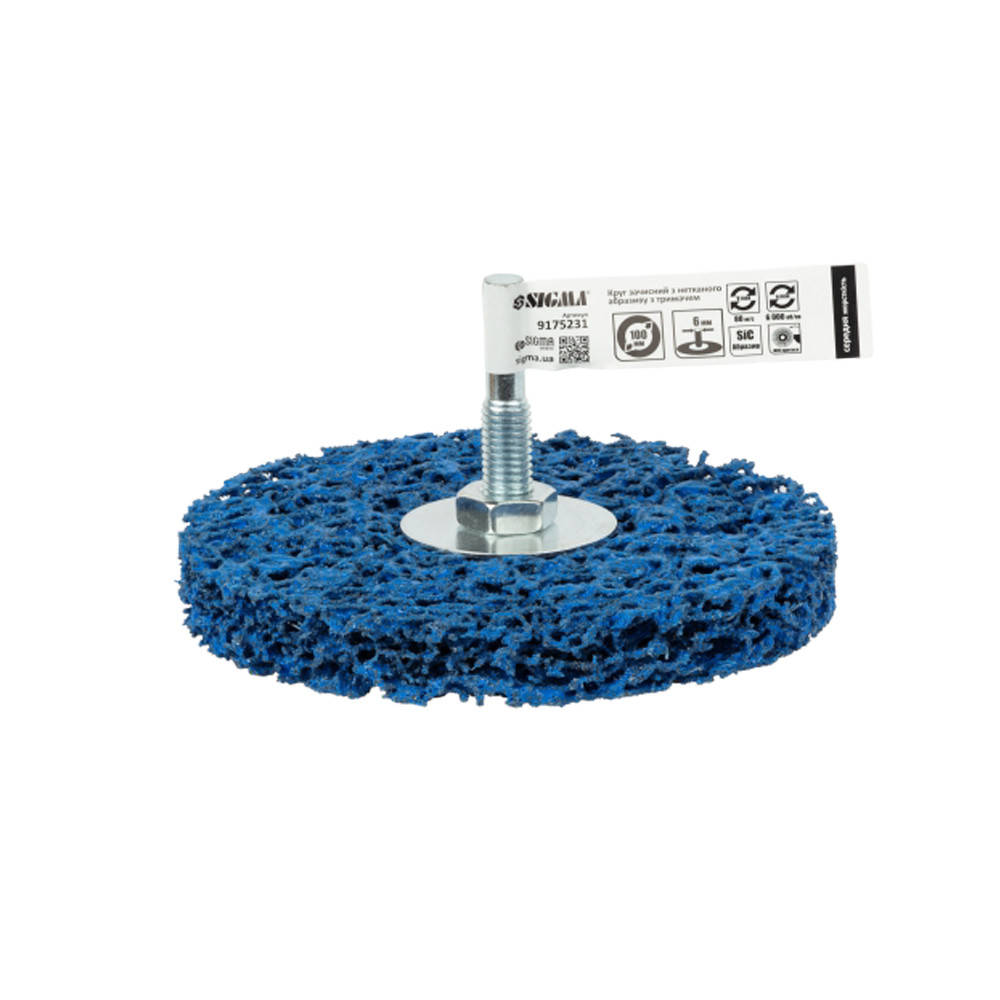 

Круг зачистной из нетканого абразива (коралл) Ø100мм с держателем синий средняя жесткость SIGMA (9175231)