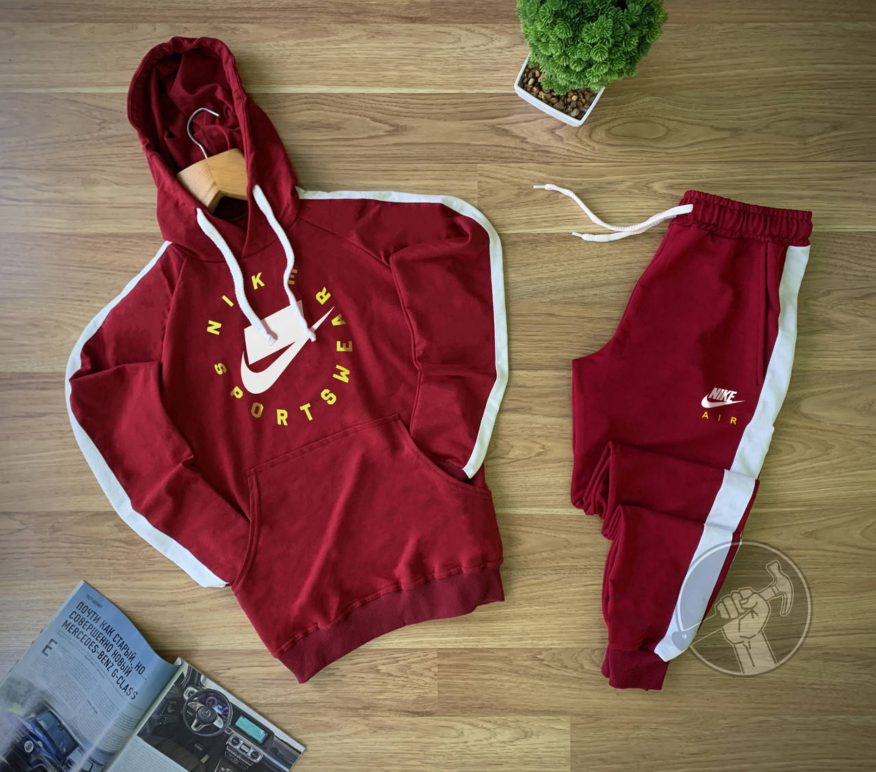 

Спортивный костюм мужской Nike Sportswear бордо осенний | весенний демисезонный Кофта + Штаны Найк ТОП, Бордовый