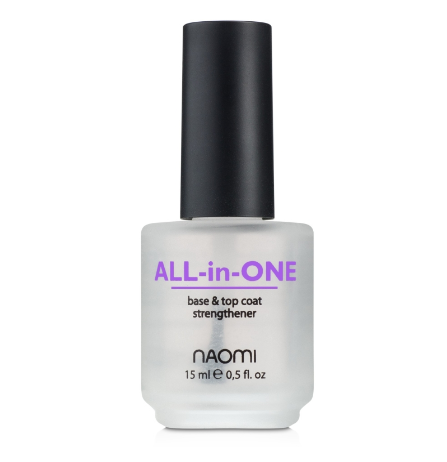 

Универсальное покрытие для ногтей 3 в 1 Naomi All in One, 15мл