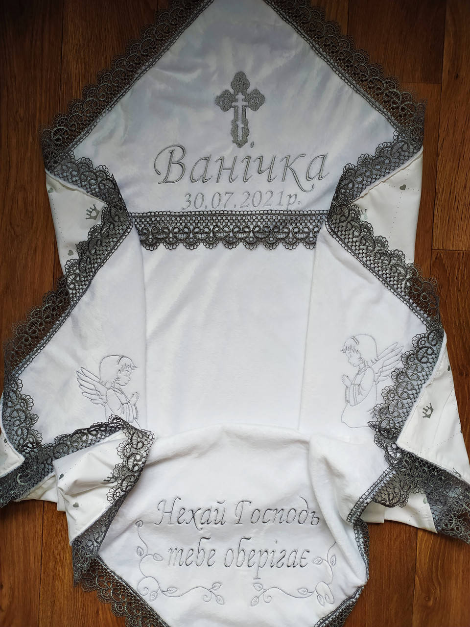 

Крыжма для крещения нарядная. Серебро, Белый
