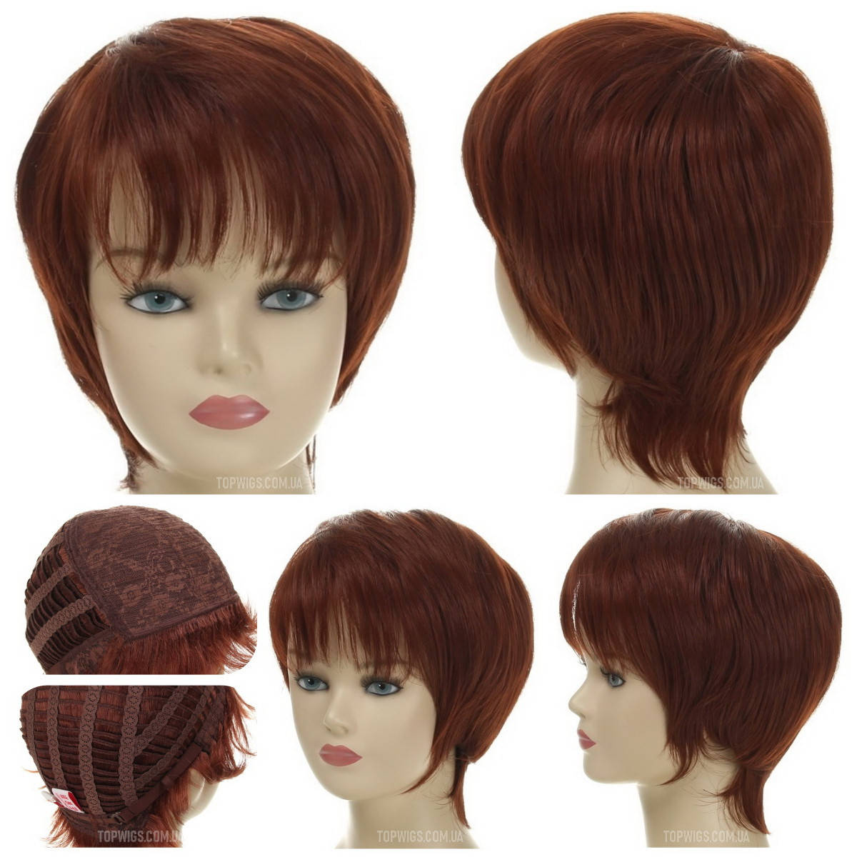 

Женский парик короткий стрижка из термоволос 180℃ Kristina AT цвет рыжий