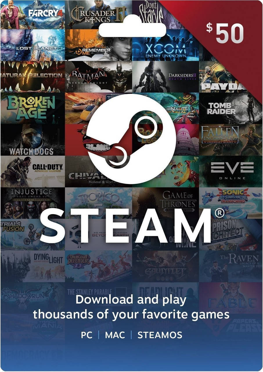 

Подарочная карта Steam Gift Card на сумму 50 usd