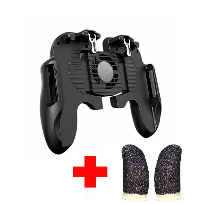 

Комплект беспроводной геймпад Union H6 напальчники F1 триггер для смартфона PUBG Mobile COD Warface StandOFF 2, Черный