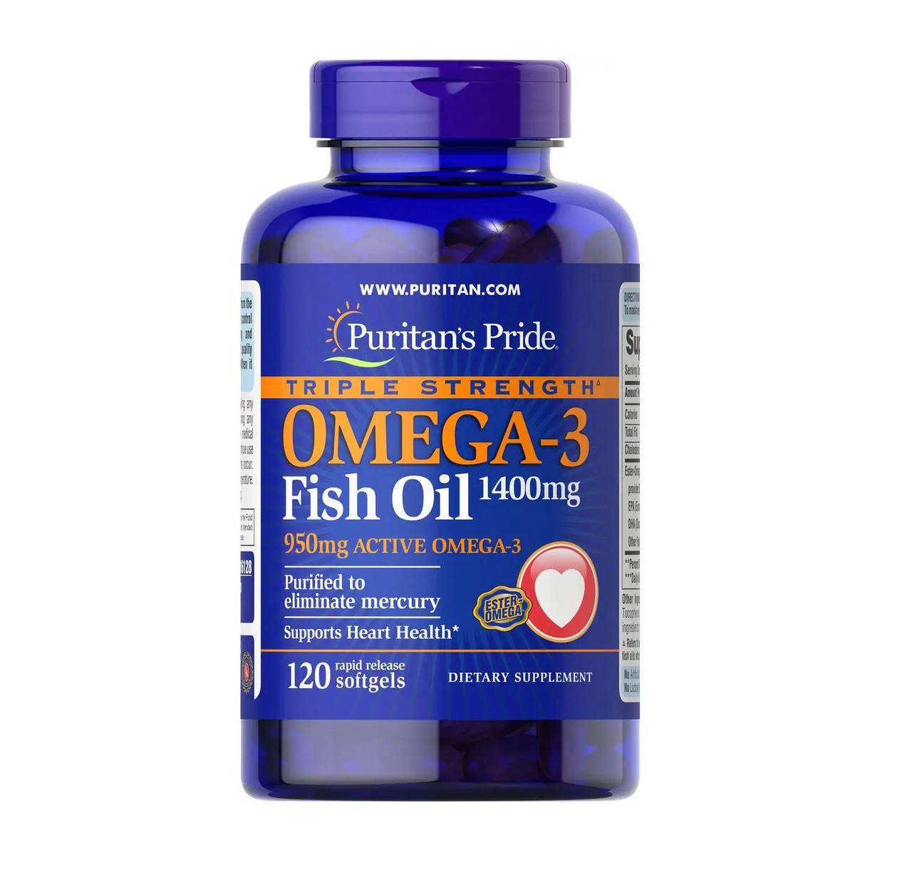 

Омега-3 Puritan's Pride Triple Strength Omega-3 Fish Oil 1400 мг 120 капс.