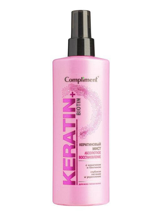 

Мист кератиновый keratin+biotin абсолютное восстановление для всех типов волос Compliment 200 мл.