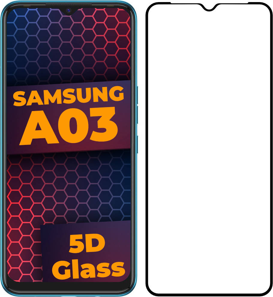 

5D стекло Samsung Galaxy A03 A035 (Защитное Full Glue) Black (Самсунг Галакси А03), Черный