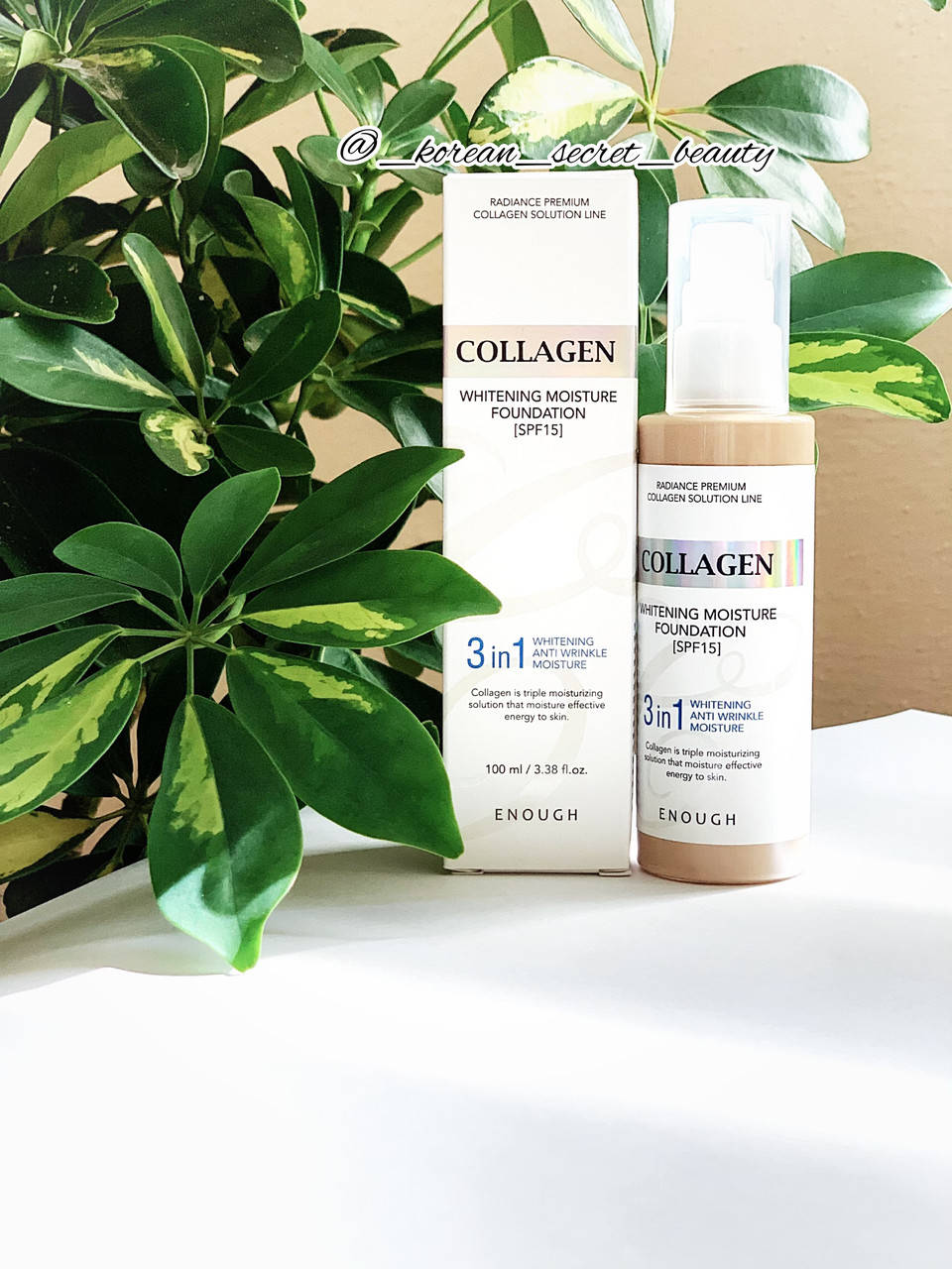 

Тональный крем с коллагеном 3 в 1 Enough Collagen Whitening moisture Foundation SPF 15