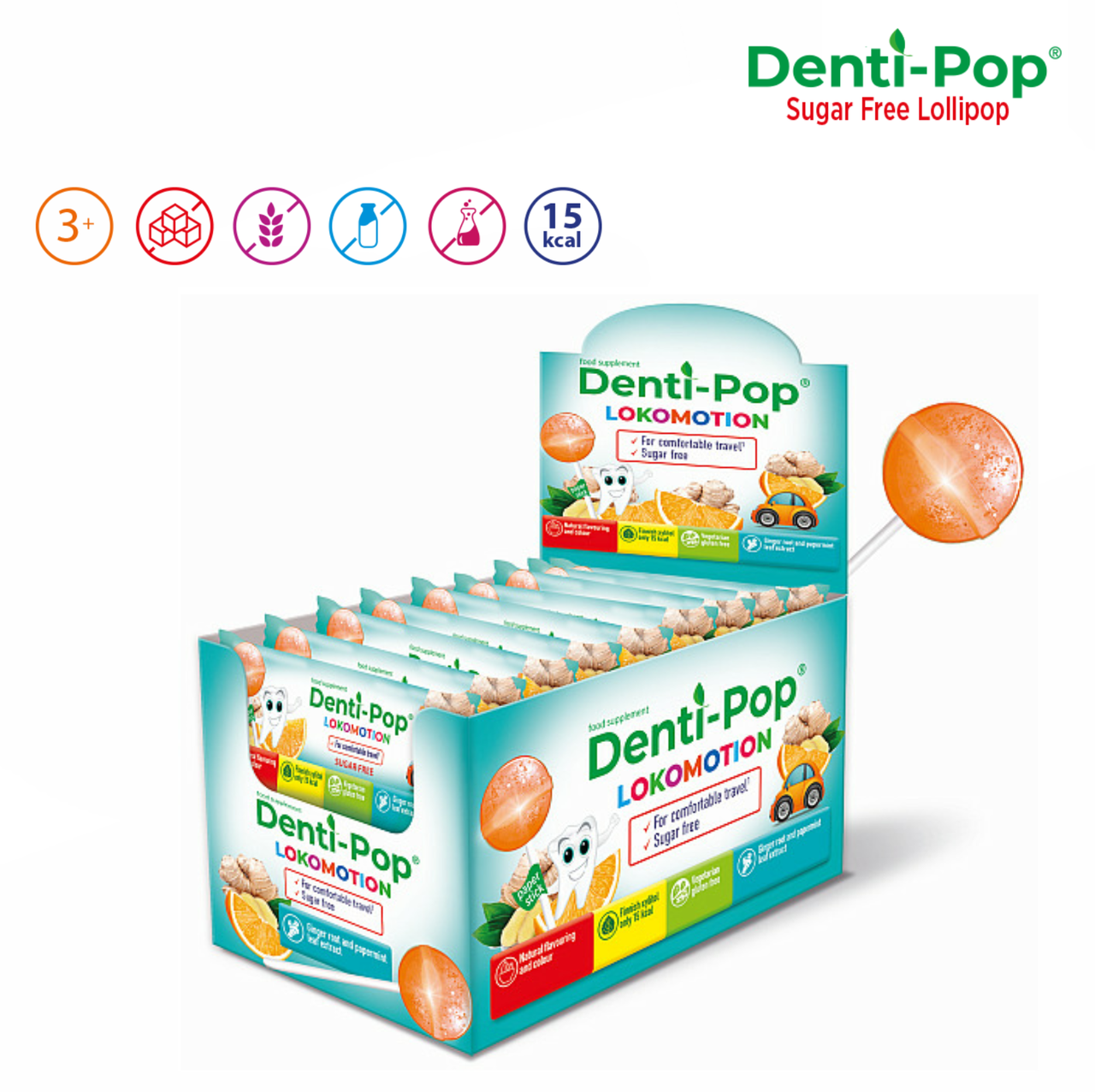 

Леденец Denti Pop Lokomotion от укачивания без сахара (апельсин и имбирь) 40 шт
