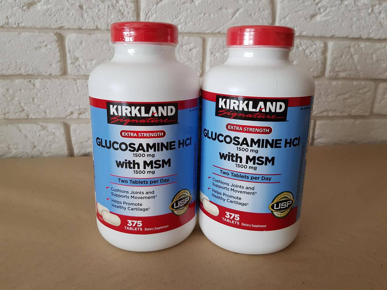 

Kirkland Glucosamine 1500 mg with MSM, Глюкозамин, 375 капсул