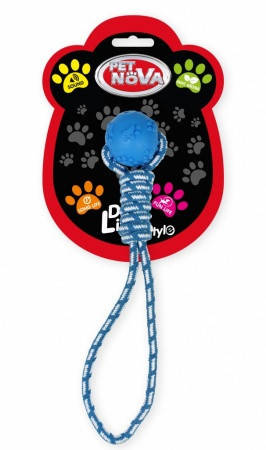 

Игрушка для собак Шар на веревке с ручкой Pet Nova 40 см синий