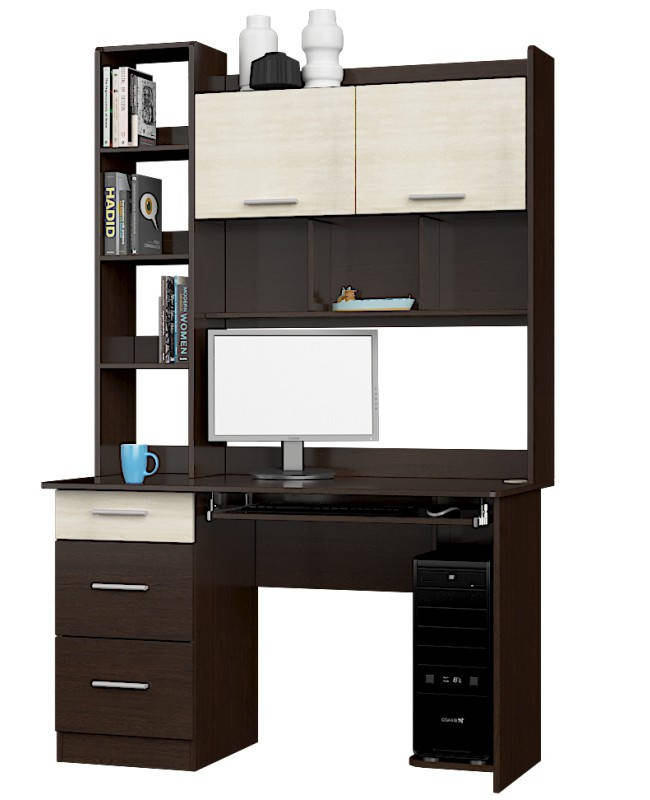 

Большой компьютерный стол с надставкой для школьника Эверест Школьник-6 венге/дуб молочный (EVR-2149), Разные цвета