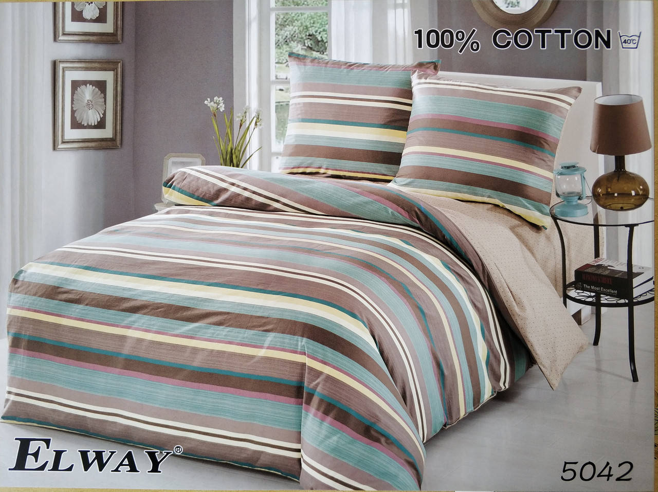 

Сатиновое постельное белье евро ELWAY 5042 «Абстракция», Светло-коричневый