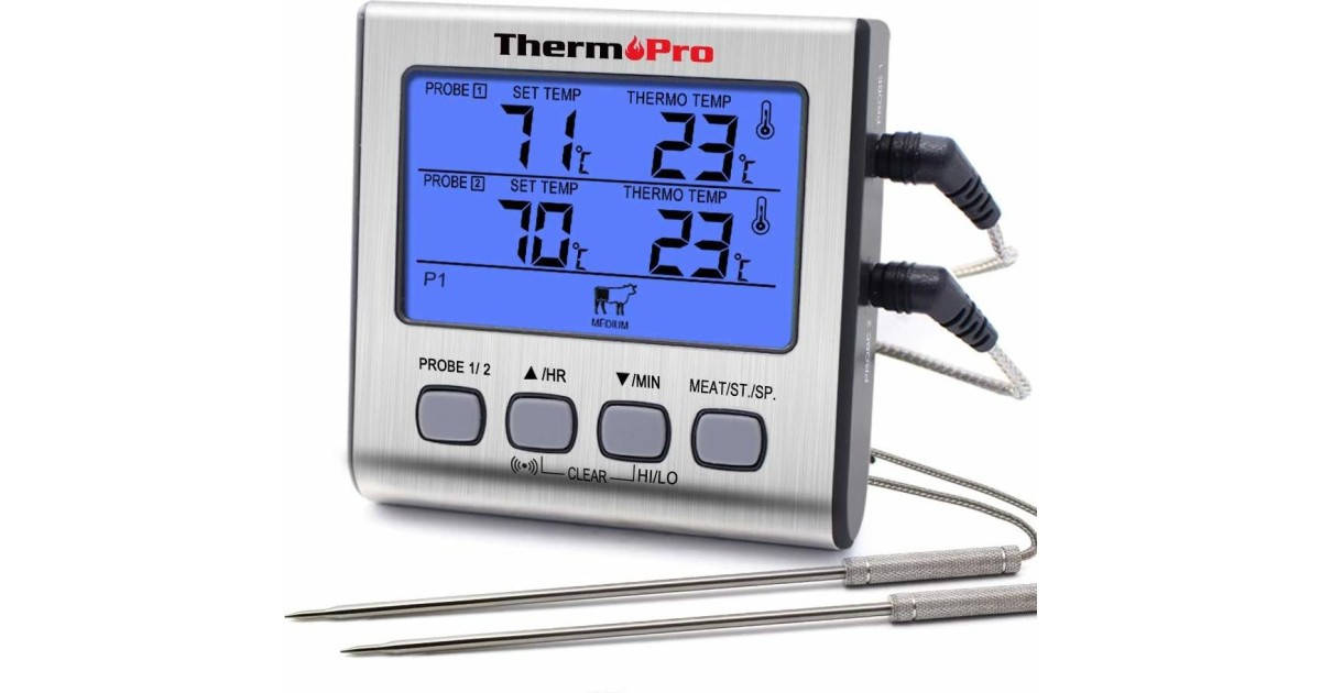 

Термометр двухканальный для мяса Thermopro TP-17 (-10..+300 °C) с таймером и магнитом