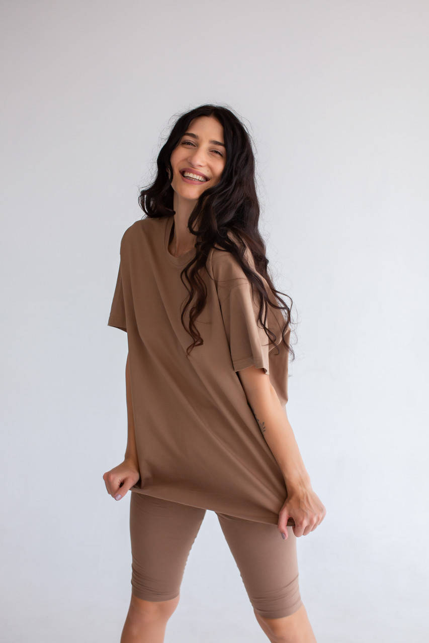 

Женская хлопковая базовая футболка кэмэл (NM-1FN) S/M