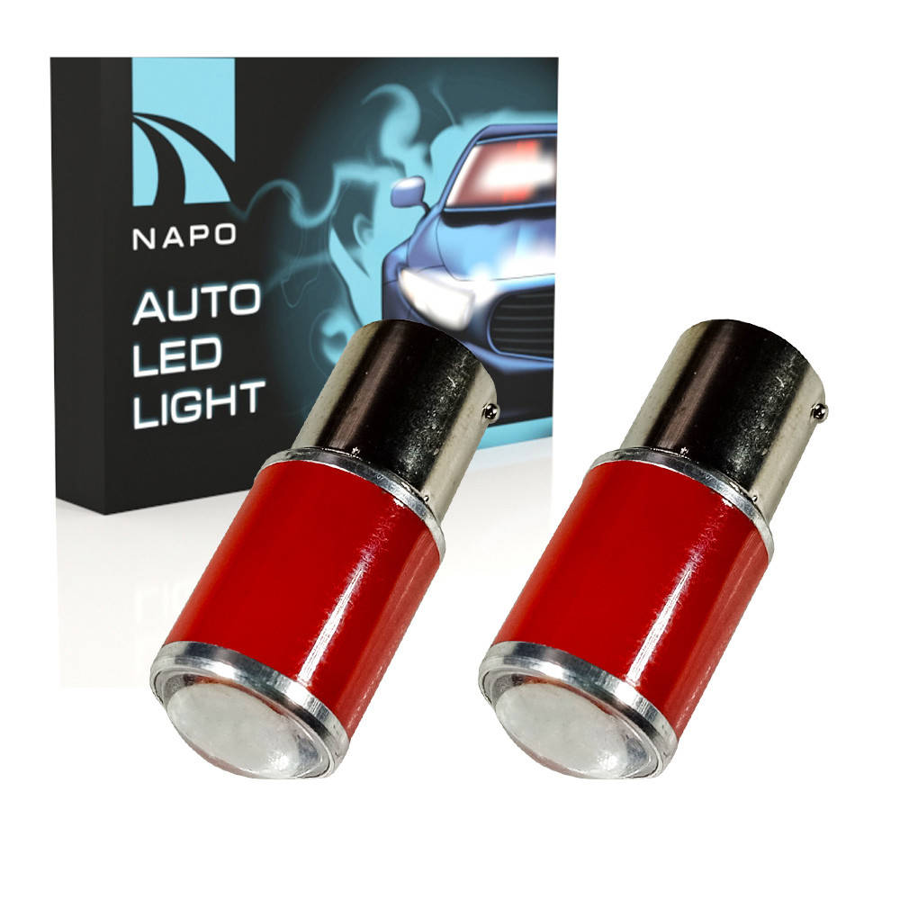 

Комплект светодиодных ламп NAPO LED 1156-3030-6smd-Lens 12V P21W 1156 BA15S цвет свечения красный 2 шт