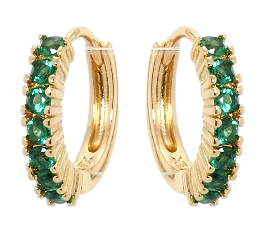 

Серьги Xuping Позолота 18K колечки "Дорожки зеленых фианитов"