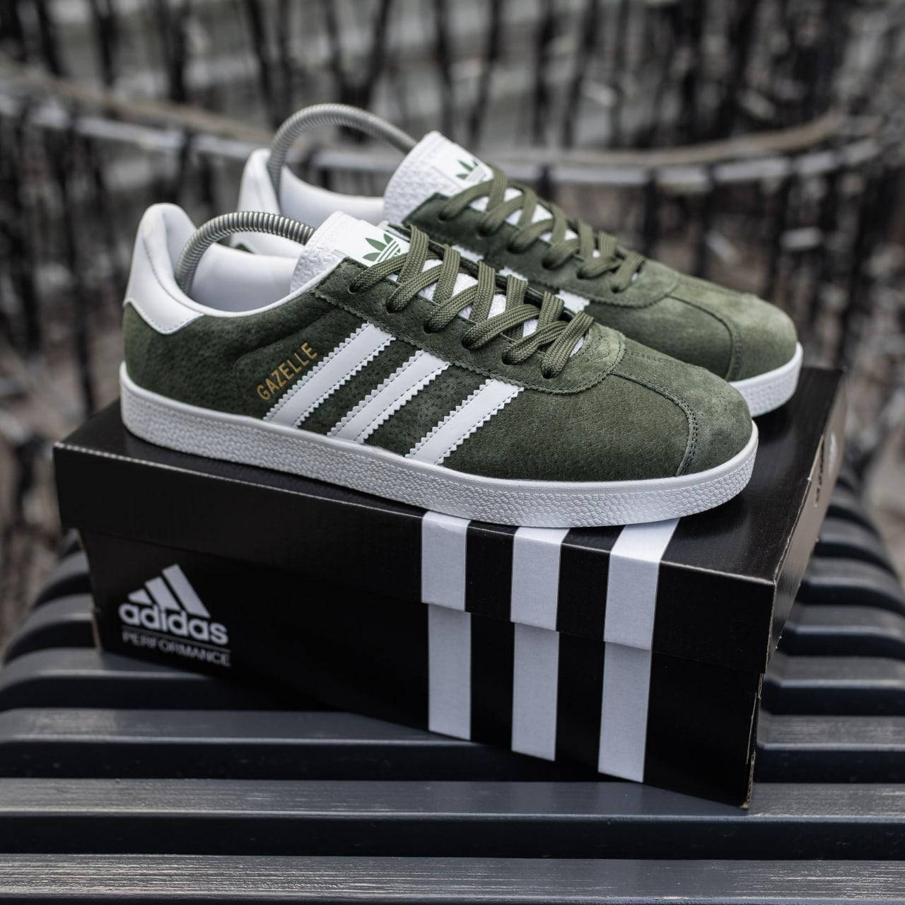 

Мужские кеды Adidas Gazelle замшевые зеленого цвета адидас газели, Зелёный