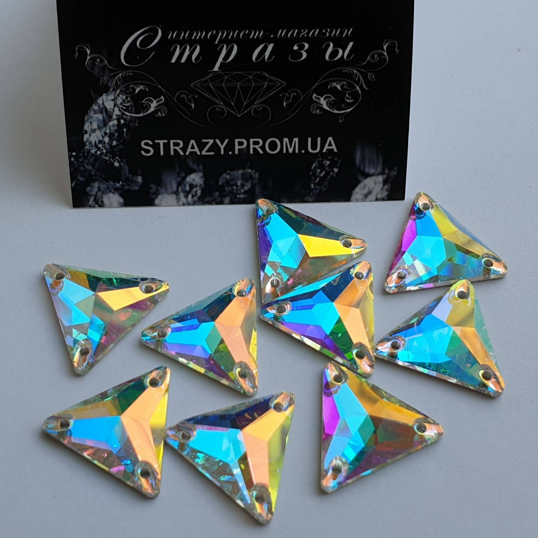 

Стразы пришивные Lux Треугольник 22мм. Crystal AB