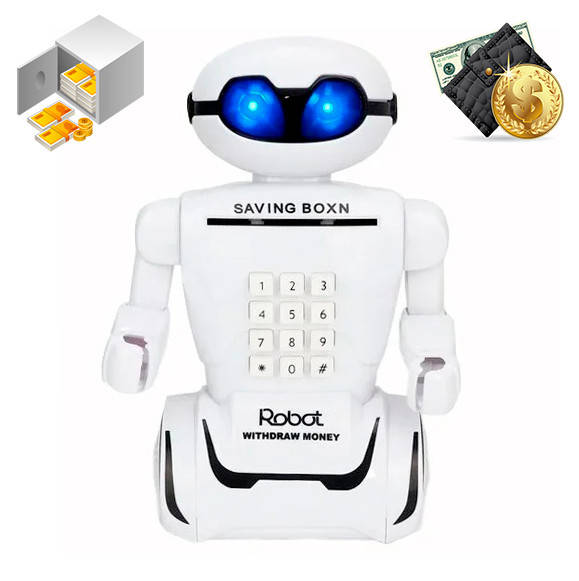 

Детский интерактивный робот сейф "Robot Piggy Bank", игрушка копилка детская, сейф для детей (GA), Белый