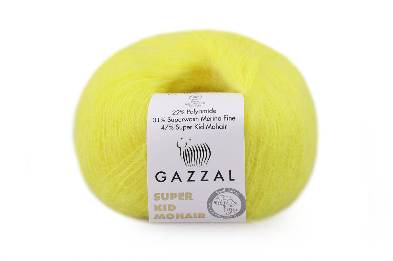 

Gazzal Super Kid Mohair, Лимонный №64431, Желтый