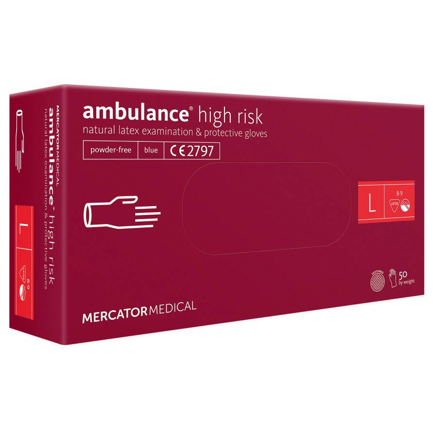 

Латексные перчатки Mercator Ambulance High Risk размер  синие (25 пар, Синий