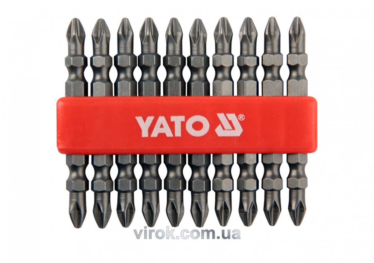 

Насадка отверточная двусторонняя YATO 1/4" крестовая РН2 х 65 мм 10 шт YT-0481