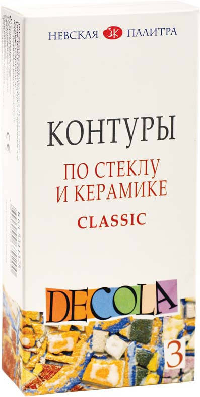 

Набор контуров DECOLA акрил, стекло, керамика classic 3цв.,18мл ЗХК