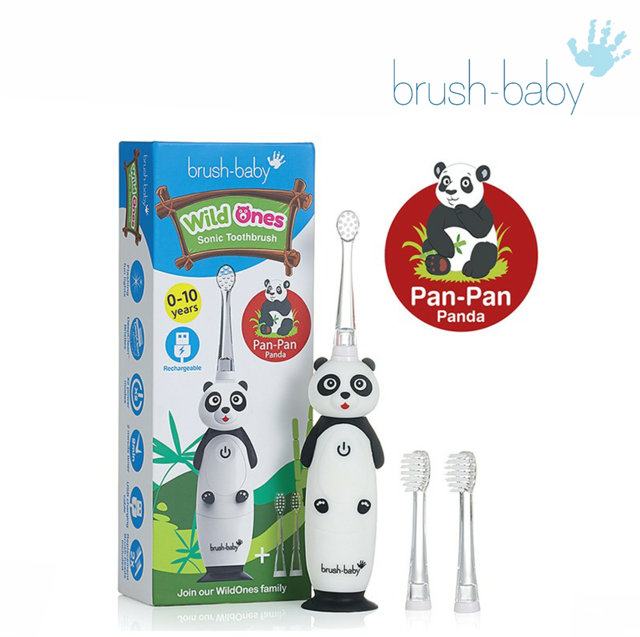

Звуковая зубная щётка Brush-Baby Sonic WildOnes от 0 -10 лет панда