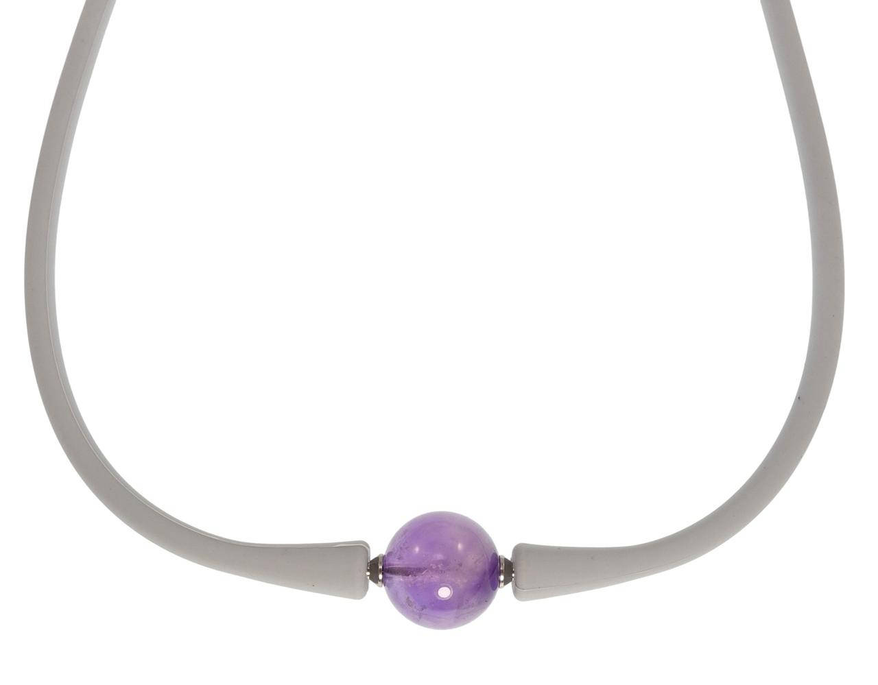 

Шнур Xuping Родий "Серый каучуковый шнур с сиреневой бусиной" размер 42см х 4мм; ø 13мм