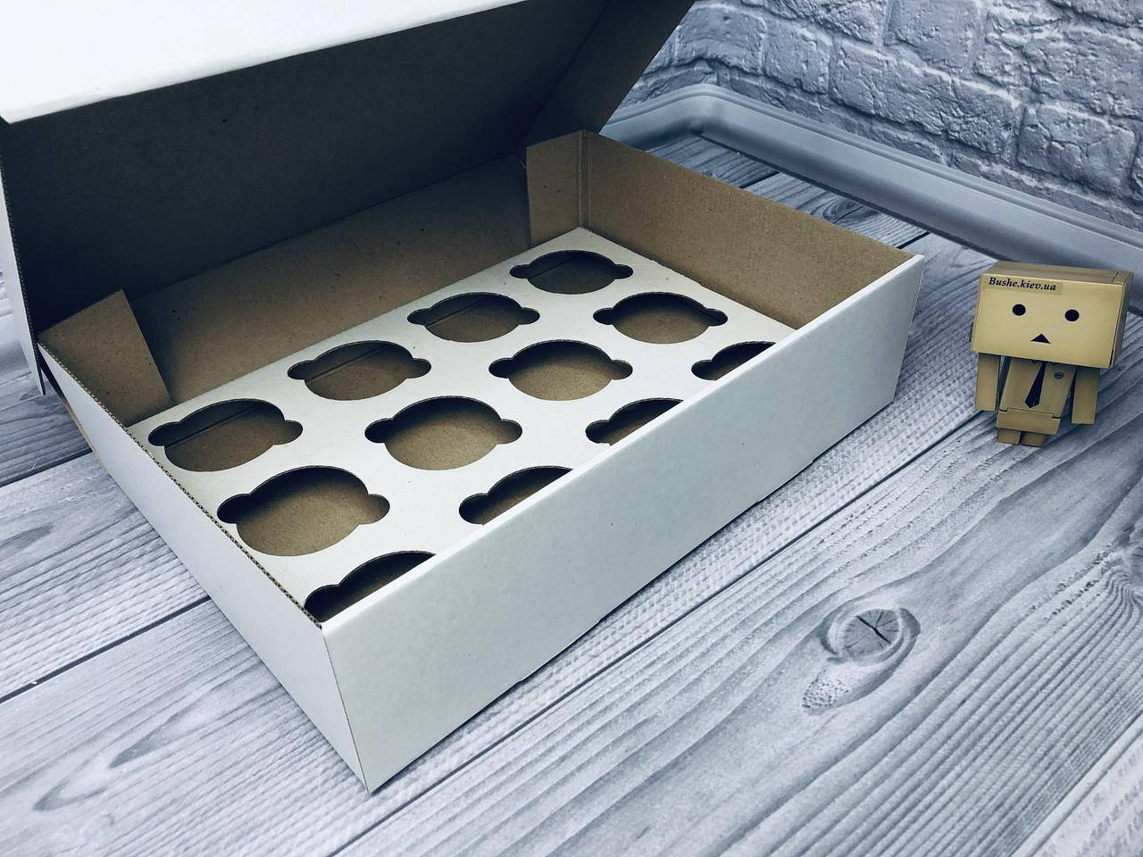 

*10 шт* / Коробка для 12-ти кексов / 340х250х90 мм / ГОФРА бел-бур / БЕЗ ОКНА