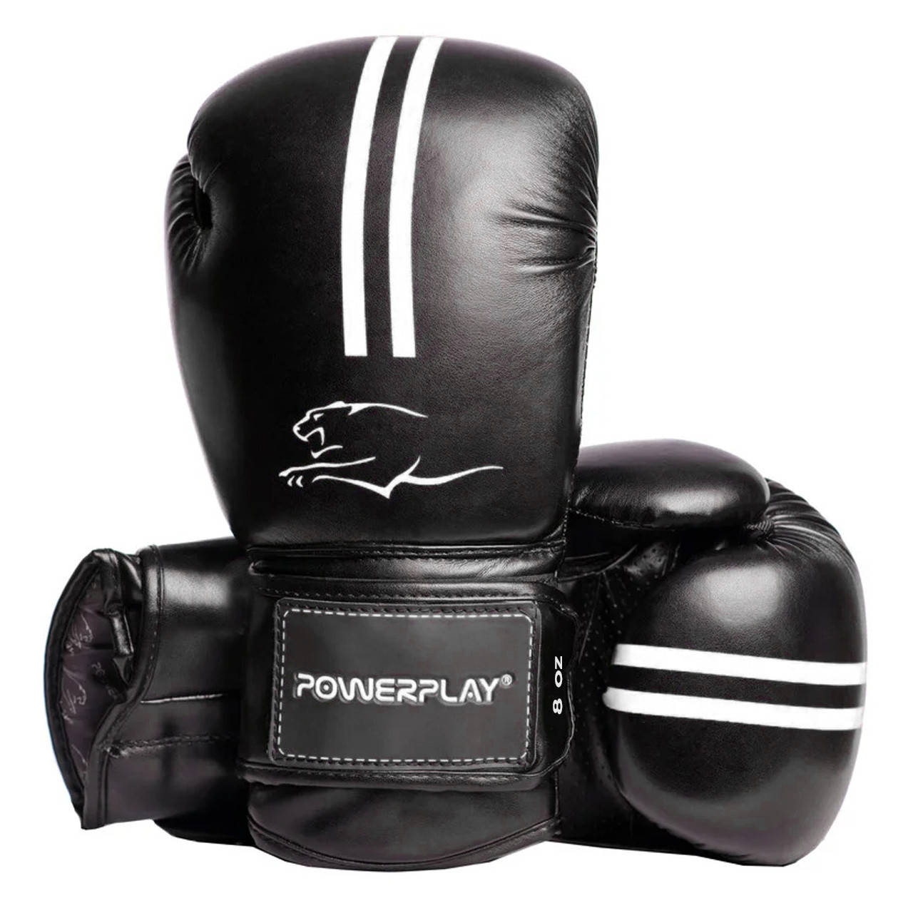 

Боксерские перчатки PowerPlay 3016 черно-белые 8 унций, Черный