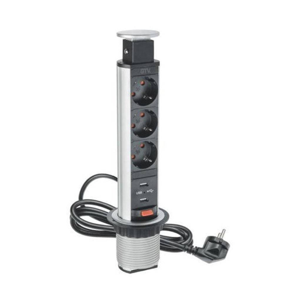 

Удлинитель врезной GTV AE-BPW3S60U-80 с 2 USB 60 мм серый