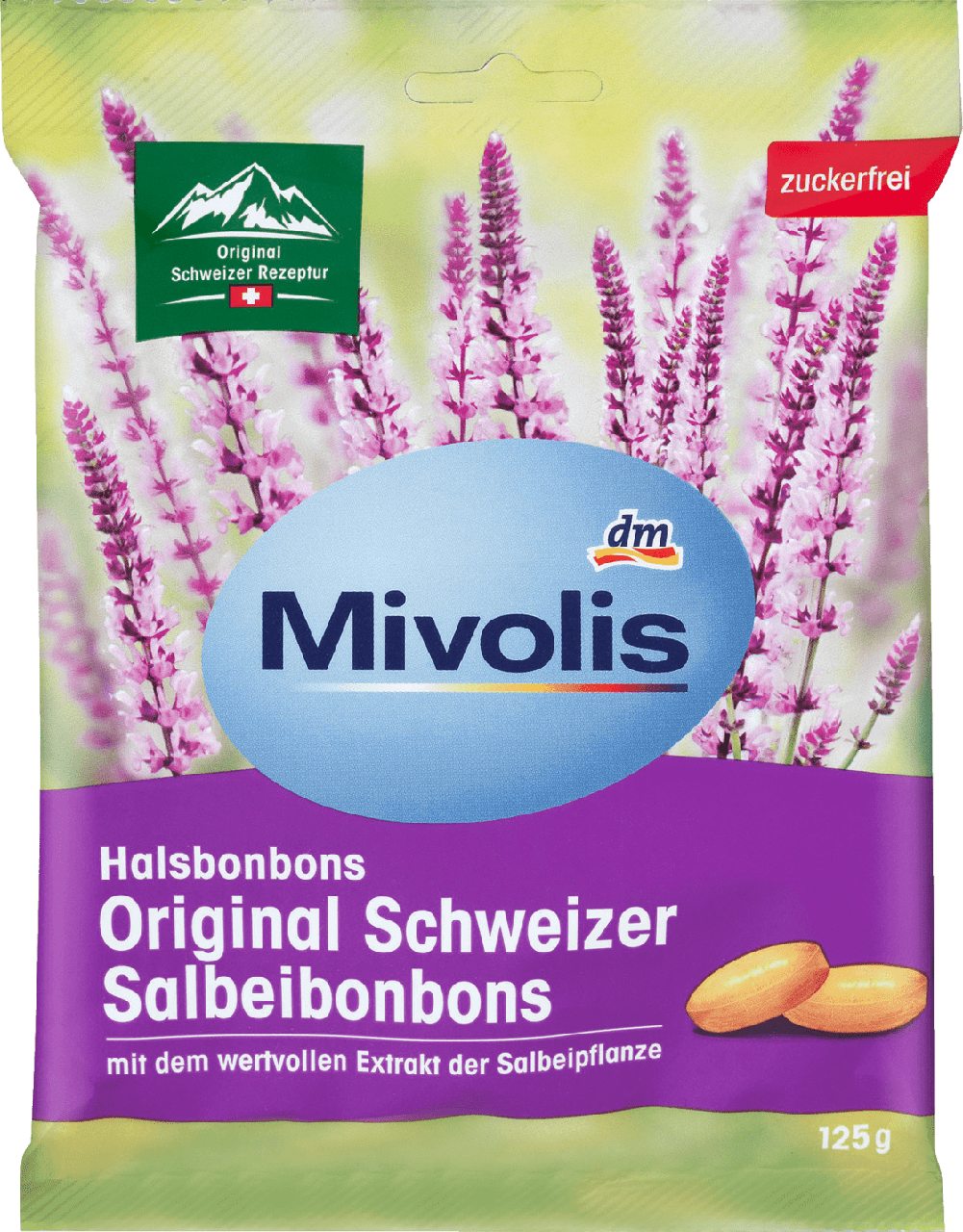 

Леденцы от кашля Mivolis Salbei с экстрактом шалфея и витамином С, 125 гр.(34 шт)