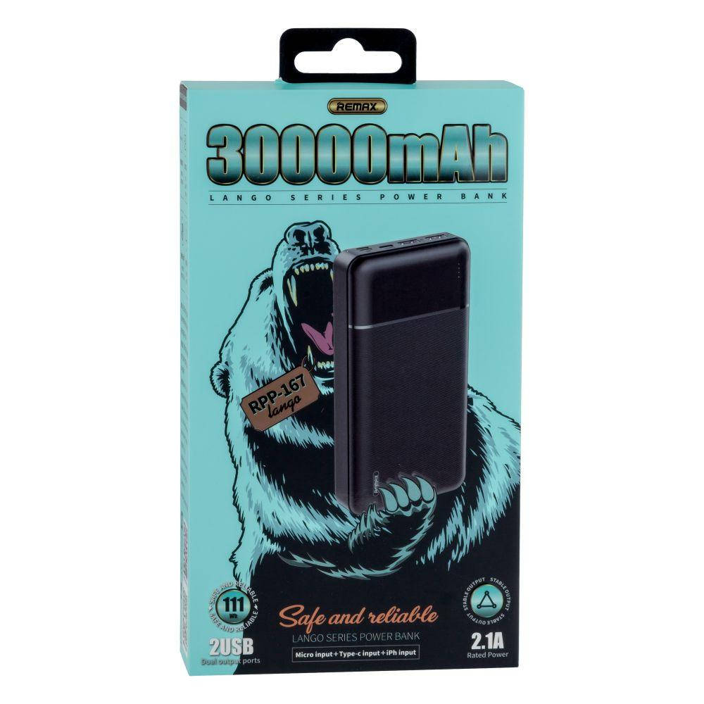 

Універсальна Мобільна Батарея (повербанк) Remax RPP-167 Lango 30000 mAh (Чорний)
