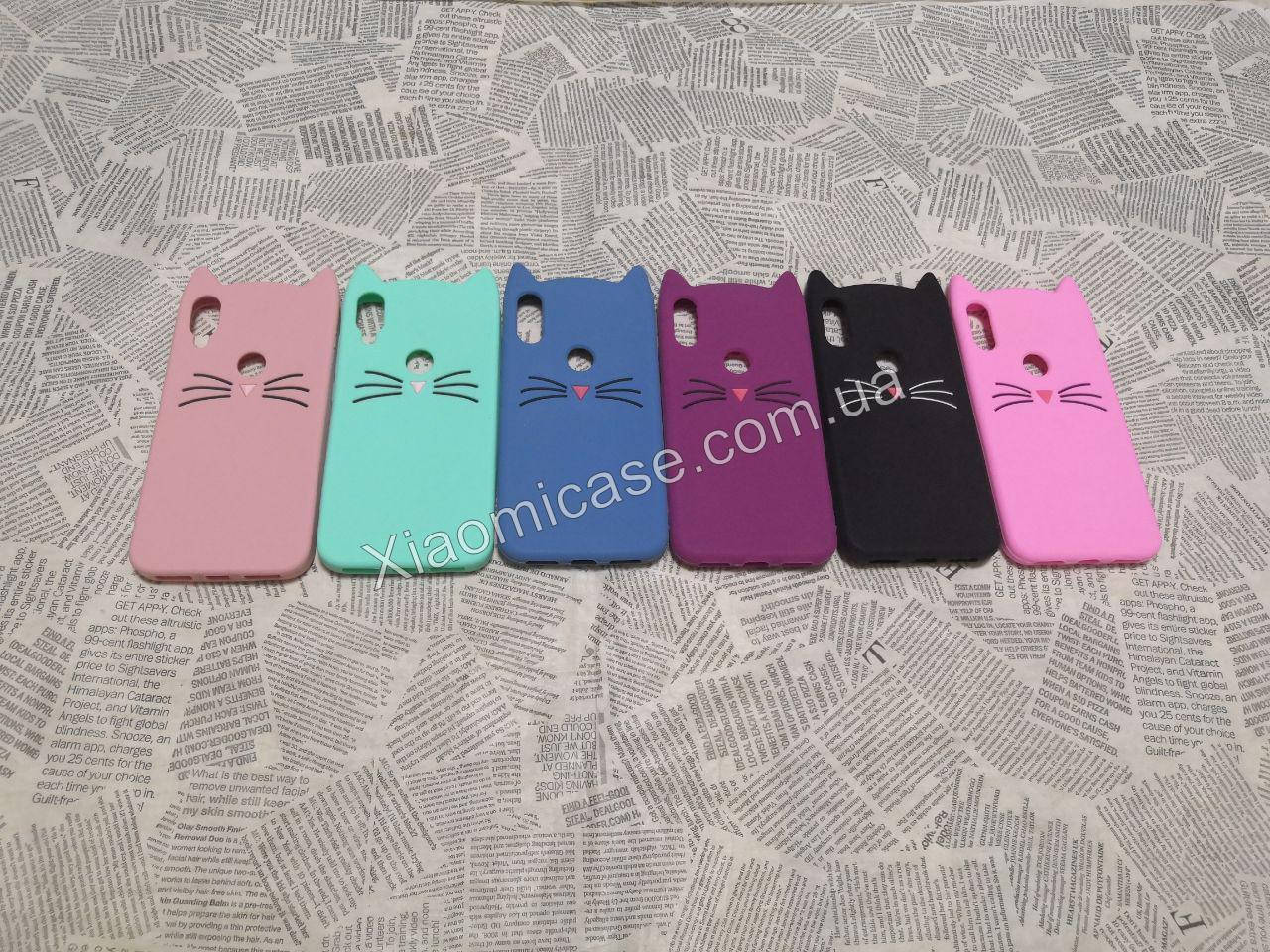 

Резиновый 3D чехол для Xiaomi (Ксиоми) Mi Play Кот Усы, Разные цвета