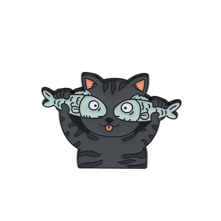 

"Кот с рыбкой" значок (пин) металлический