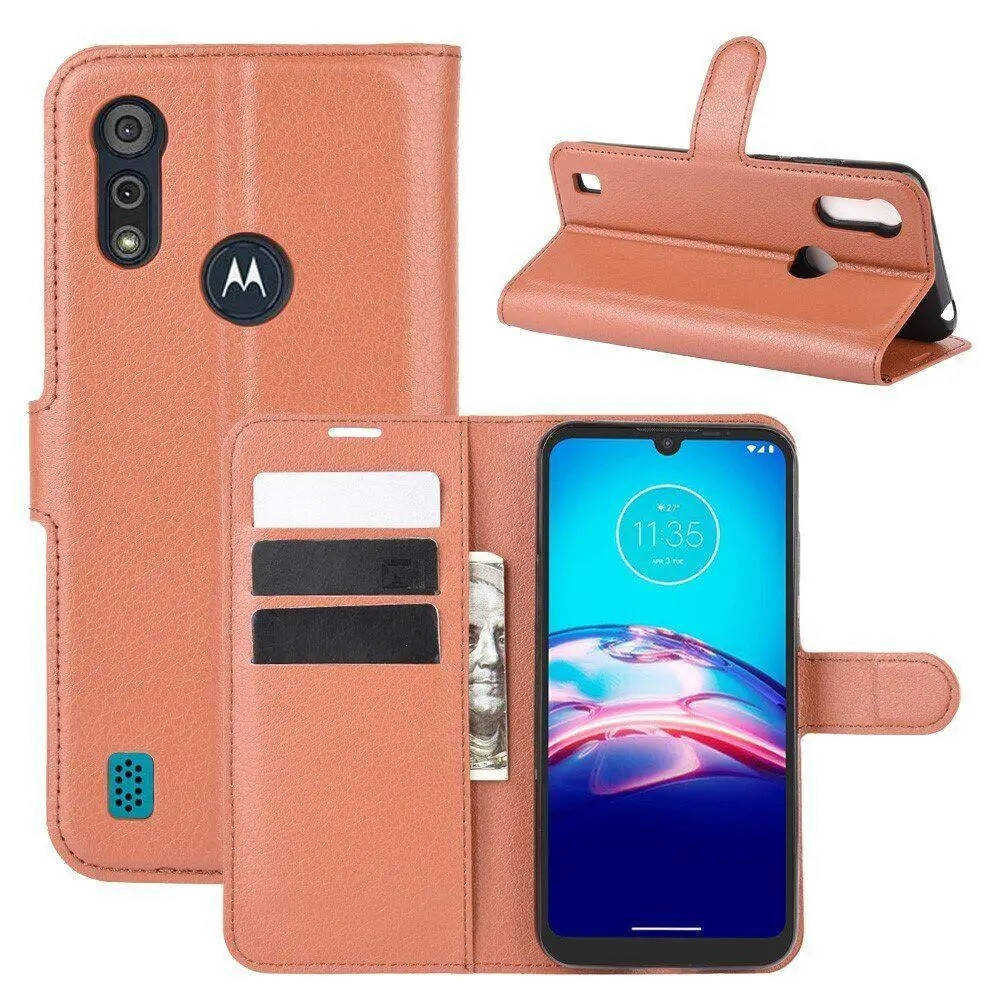 

Чехол IETP для Motorola Moto E6i книжка кожа PU коричневый