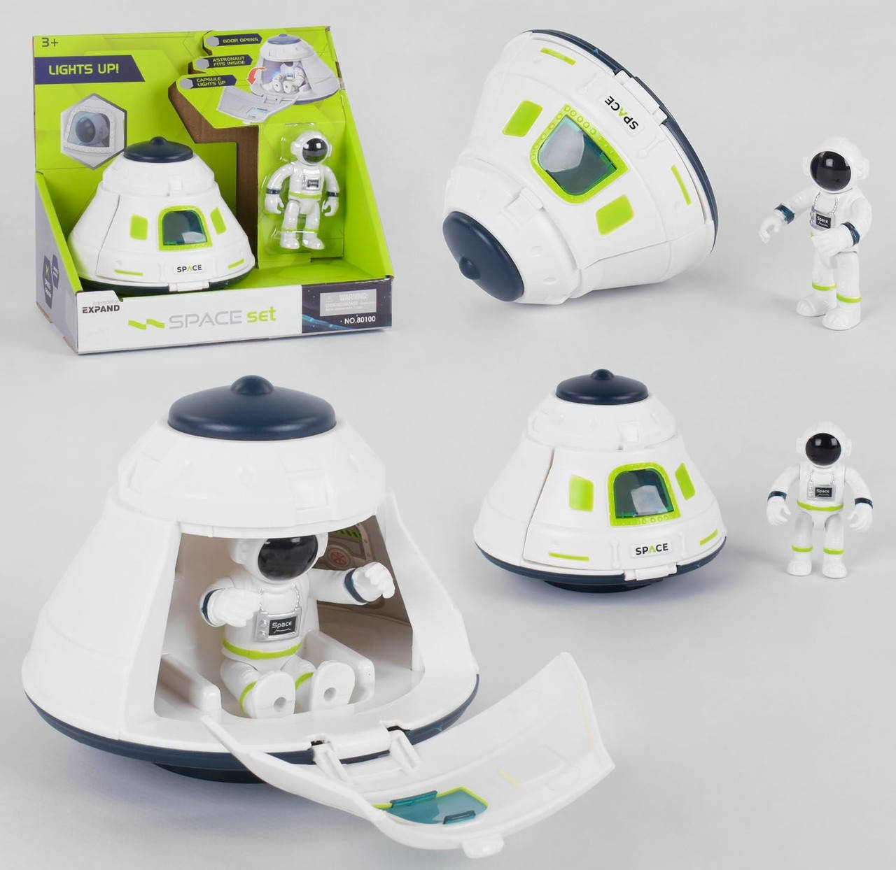 

Игрушка ракета Космический корабль, капсула, свет, фигурка космонавта, Белый